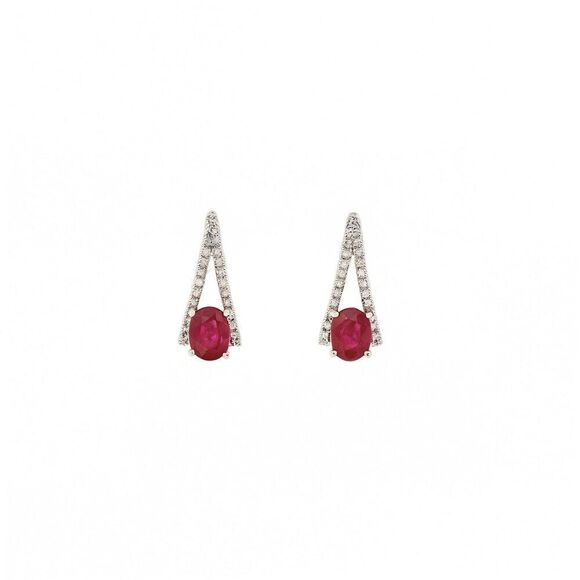 Natural Tourmaline Diamond Dangle Stud Earrings 0.75" 14k White Gold 2.48 TCW - Picture 4 of 13